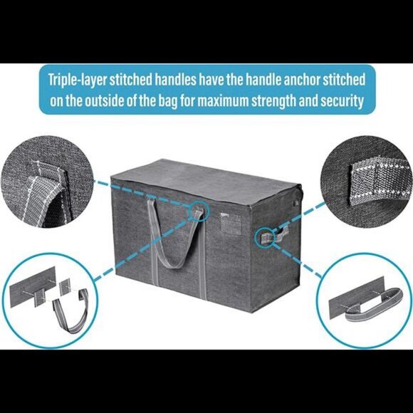 4 Pack Extra Large Moving Storage Bags with Zippers (Dark Gray - Set of 4) - Picture 4 of 6